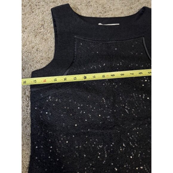 Ann Taylor LOFT Black Sheath Dress Sleeveless Sequin Lined Wool Blend Size 6 - Picture 10 of 10